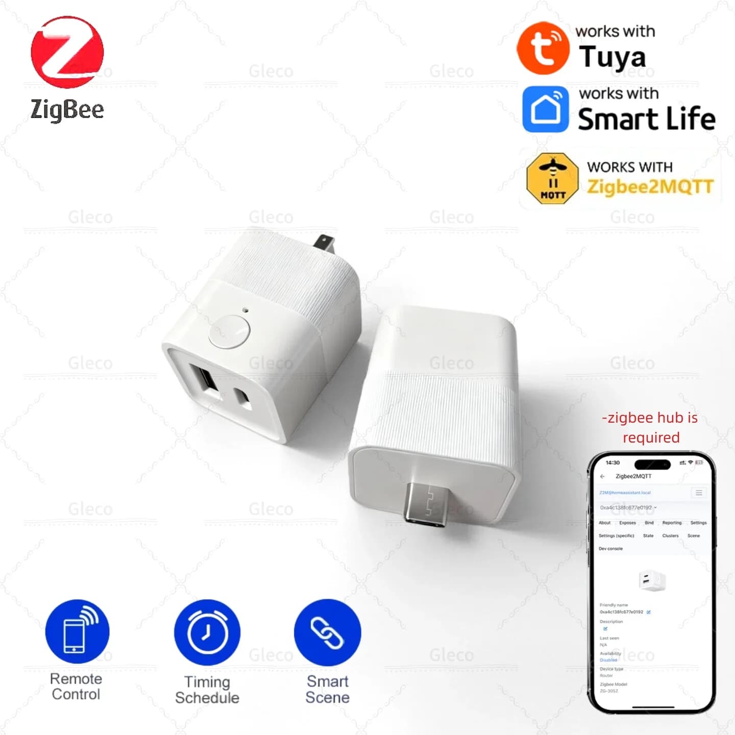 Zigbee Micro USB Type-C Adaptor Switch 2Gang 5V Mini USB Power Adaptor Charge Plug For Smart Life Tuya Home Automation Scene Z2M