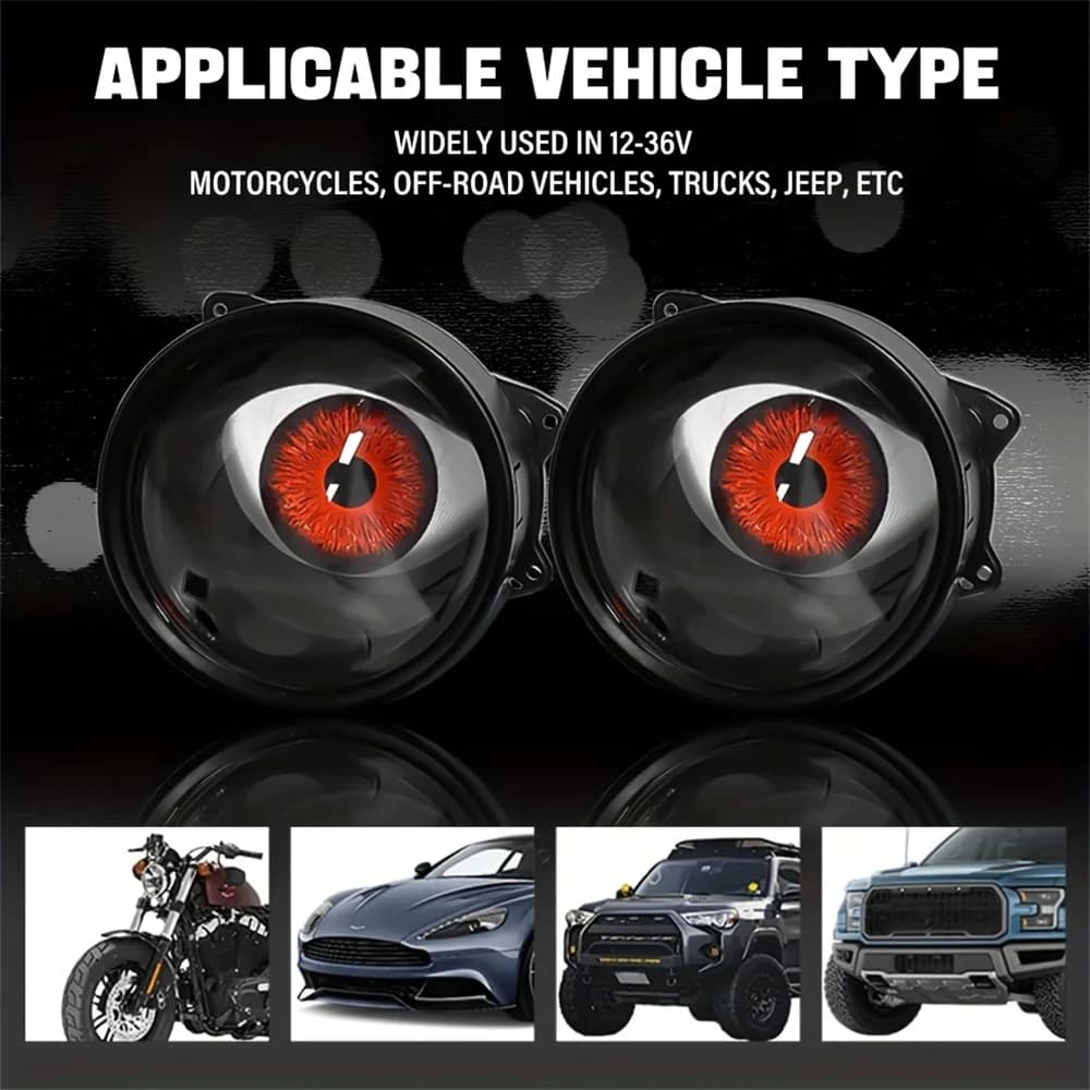  6-Mode Led Dynamic Devil Eye Adjustable Devil Eye Light With Lens for RV Car Atmosphere Lighting Kit Cool Car Decoration 12V