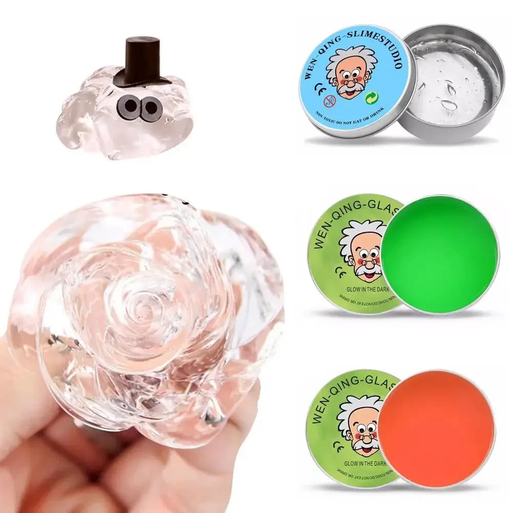 1Y-Lab Putty Crystal Clear Glass (1 Pack) Best Thinking Smart Crazy Stress Putty with Tin, Sensory & Bouncing Toy Children Gifts
