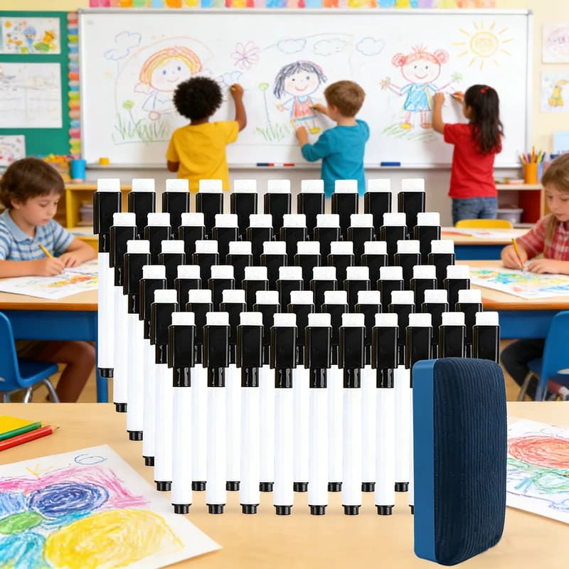 Whiteboard Marker Pen Dry Erase Markers with Eraser Cap for Office School Stationery Magnetic White Board Markers Pen Dry Erase