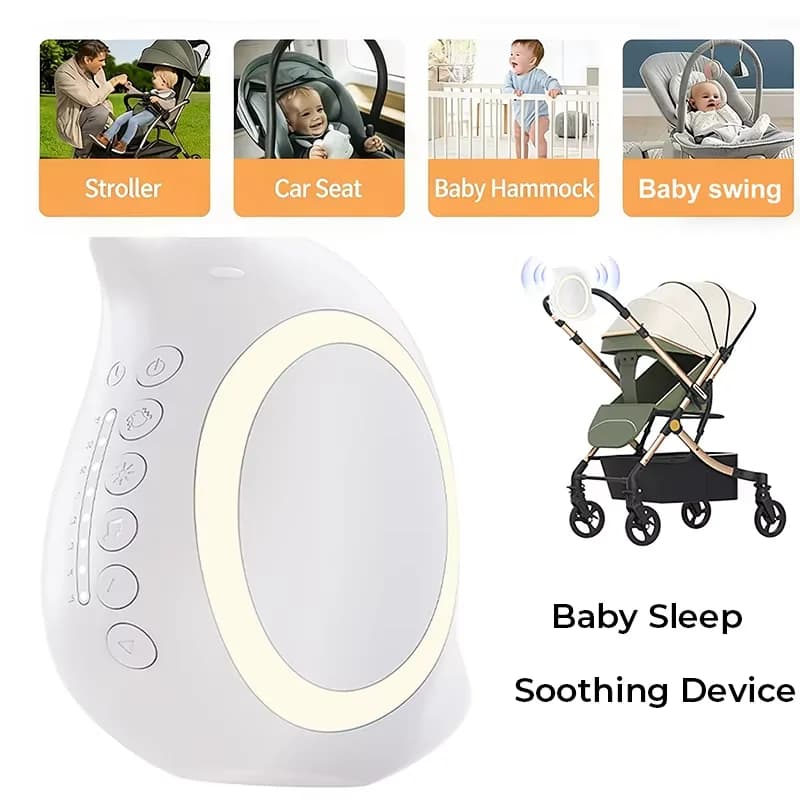 Portable Adjustment Electric Baby Sleep Soothing Device with Night Light Bluetooth Speaker White Noise Vibration Soothing Music