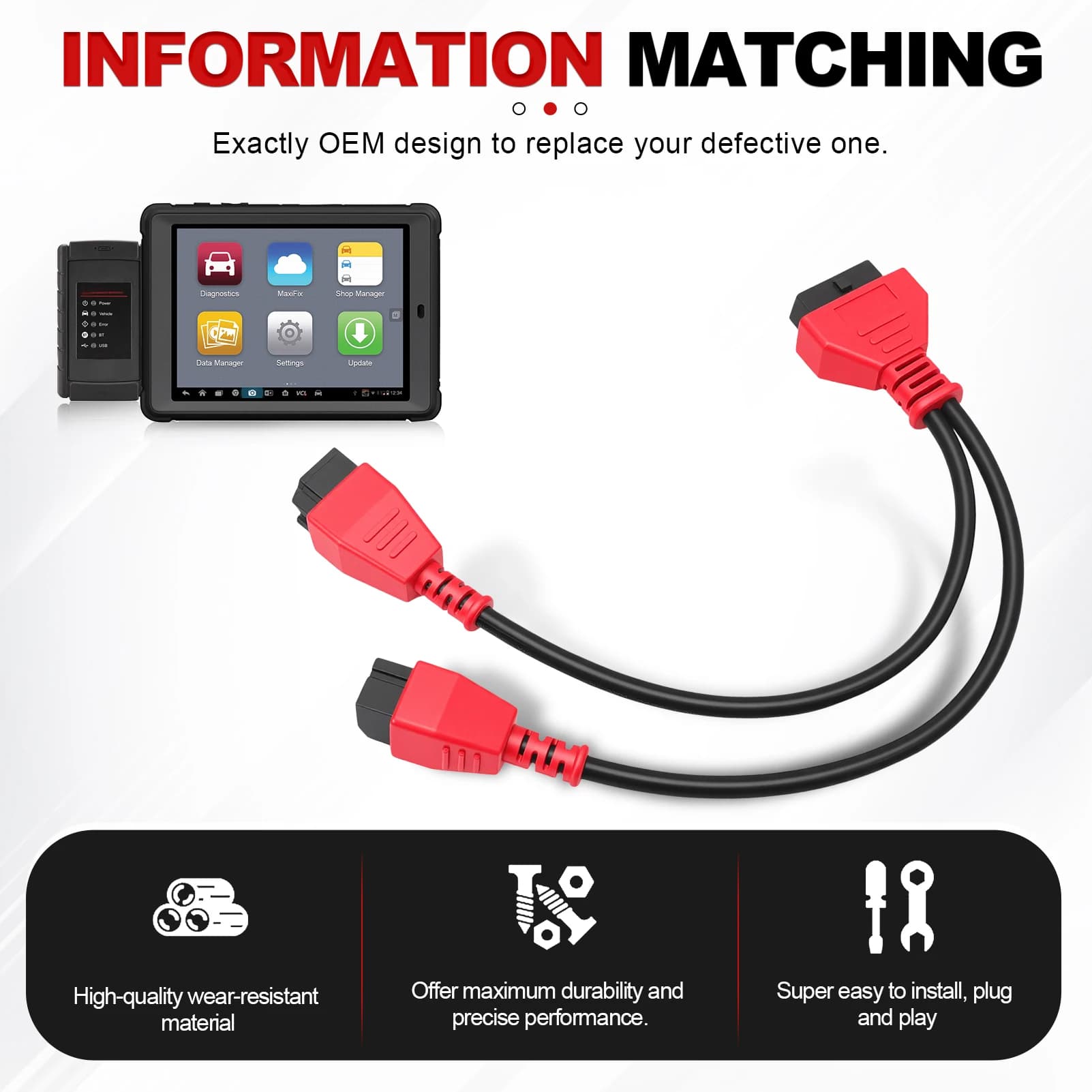12+8 FCA Programming Cable for Chrysler Security Gateway Module OBD2 Scanner Universal Adapter Cable Used With Autel Launch