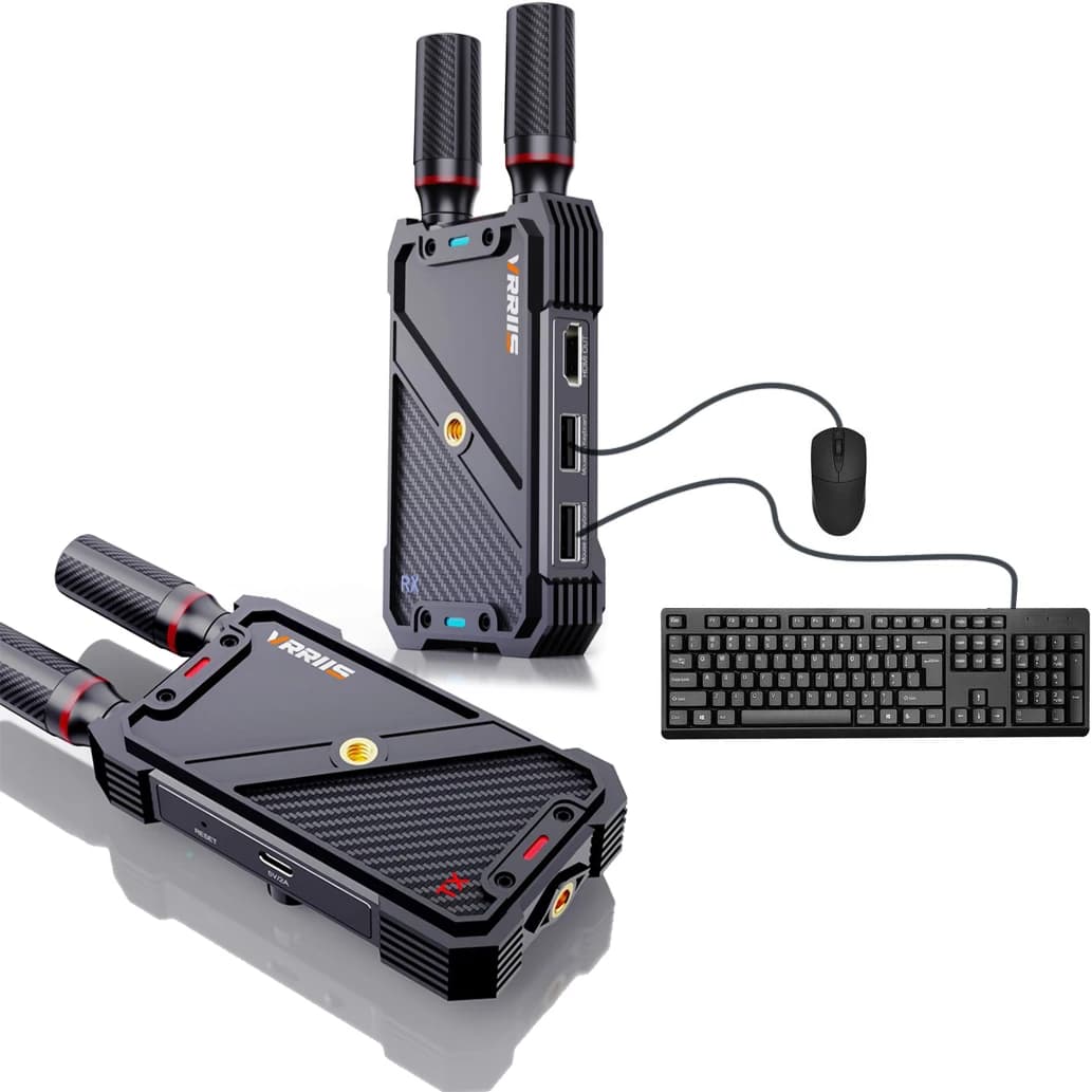 VRRIIS WL082K 400m Wireless HDMI KVM Extender Video Transmitter and Receiver Support USB Keyboard Mouse Camera Laptop PC To TV