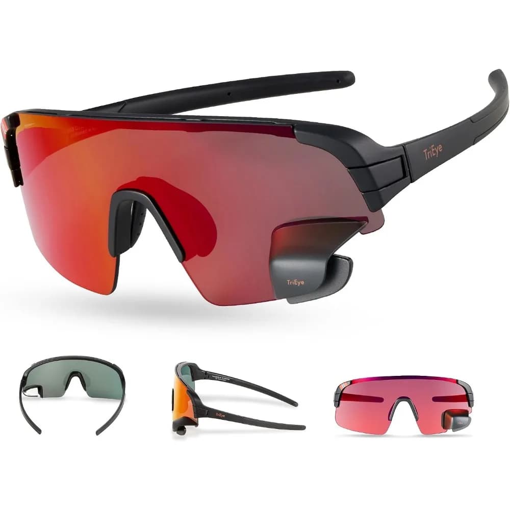 Cycling Glasses with Rear-view Mirror - UV-400 Protected Sports Sunglasses for Men & Women