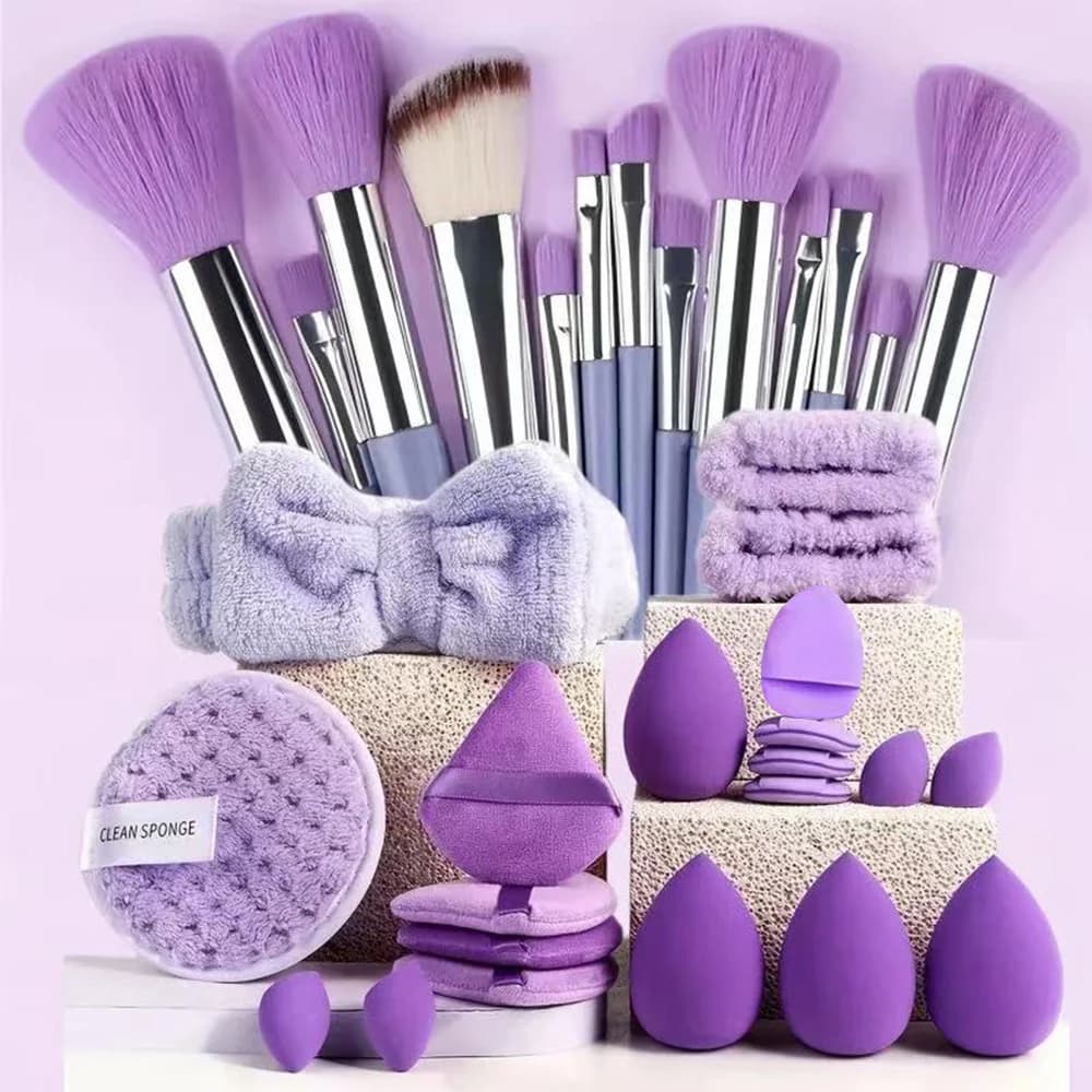 13/33pcs beauty set makeup kit  large and small beauty sponges for flawless makeup application and removal of makeup full set