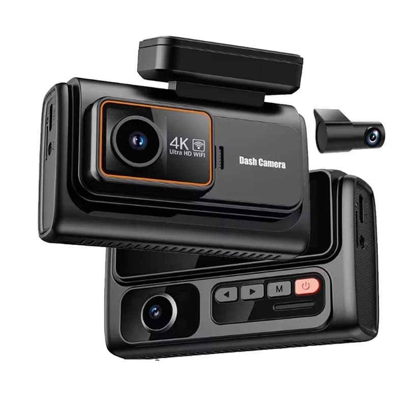 S3 4K UHD 3 Channel Dash Cam with Inner & Rear Cam 140 Angle WiFi GPS 24H Parking 3.2 Inch IPS Screen