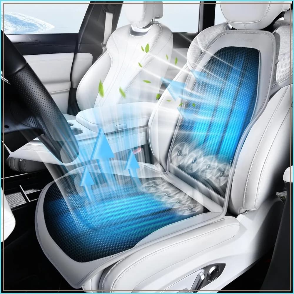 Upgraded Cooling Car Seat Cover with Blowing & Suction, 12V-24V Ventilated Cushion, 8 Turbo Fans, 3-Speed Adjustable Universal Fit for Summer Driving