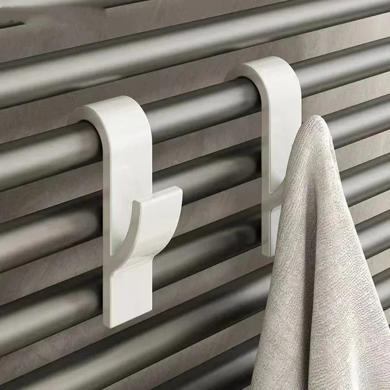Bathroom Shower Towel Holder Hanger Heated Radiator Rail Hooks Clips Storage Racks Clothes Scarf Hanger Hooks