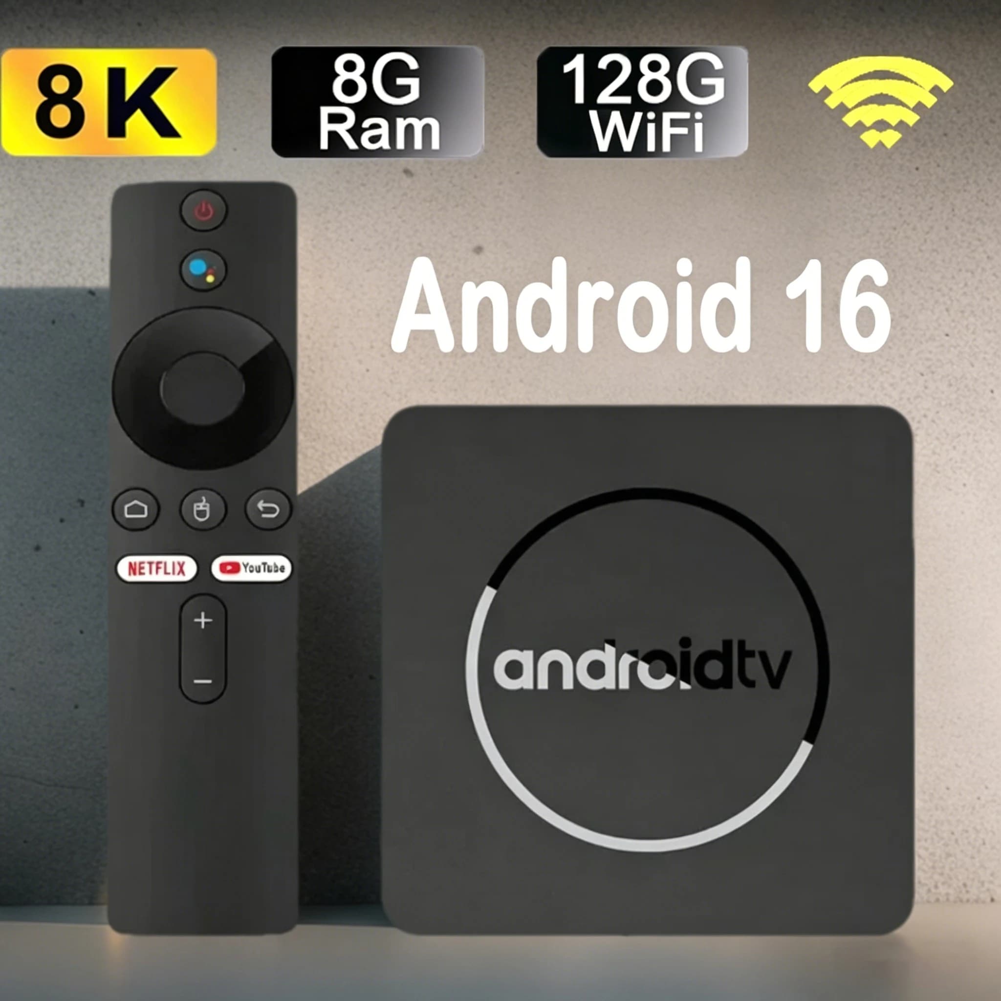 Q10 Android16 8K HDR10+ Smart TV Box Allwinner H313 128G Dual Wifi BT5.0 Set Top Box Media Player with Google Voice Assistant