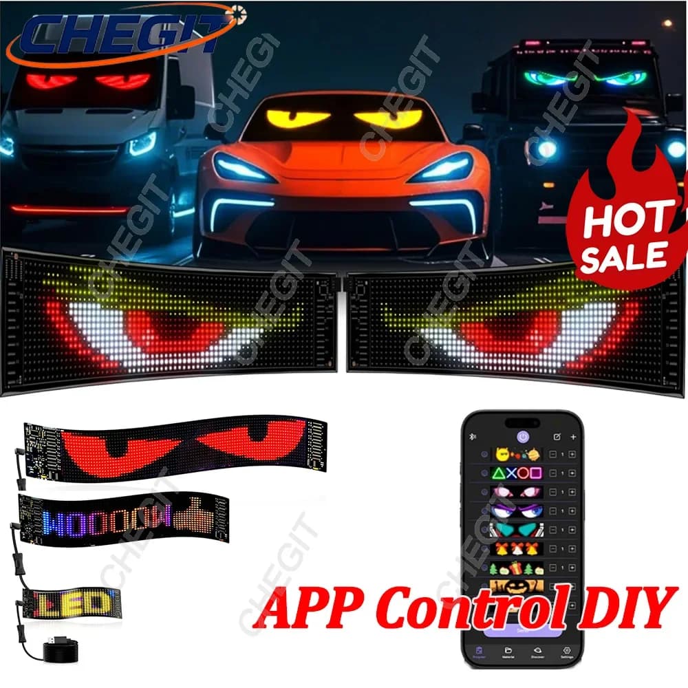 App Control DIY Car Flexible Display Light RGB LED Matrix Pixel Screen Bluetooth Programmable Animated Advertising Signage