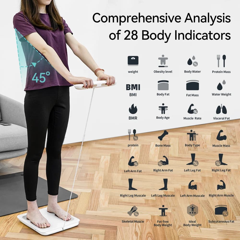 Smart 8 Electrode Scale Bioimpedance Electronic Digital Weight Balance Fat Body Water Muscle Mass BMI Composition Scale