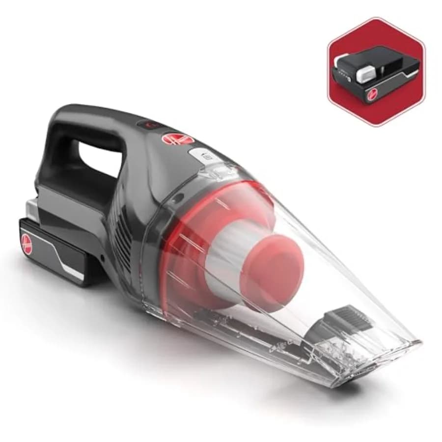 Cordless handheld vacuum for home and car use, ABS plastic body in black, powerful suction with lightweight and compact design