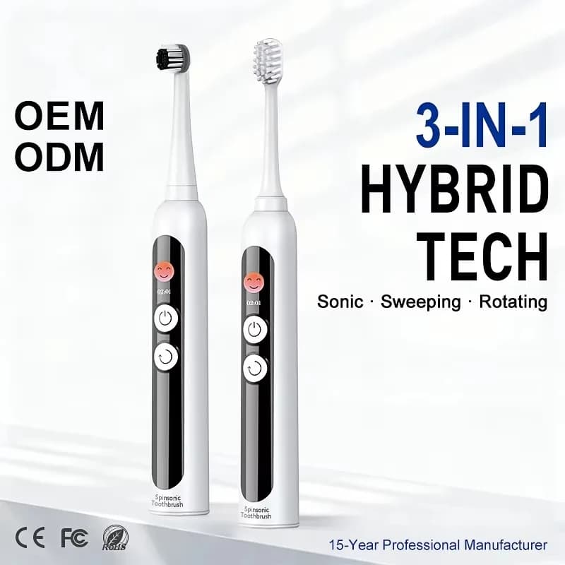 3-in-1 Sonic Toothbrush, Tooth Scanning Rotary Type, LCD Smart Rechargeable Electric Toothbrush, OEM CE Certification