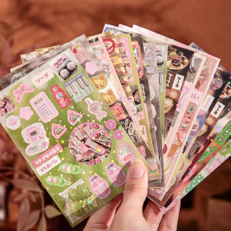 Japanese-style cute sticker book with delicious dessert and cake stationery stickers, suitable for birthday and back-to-school