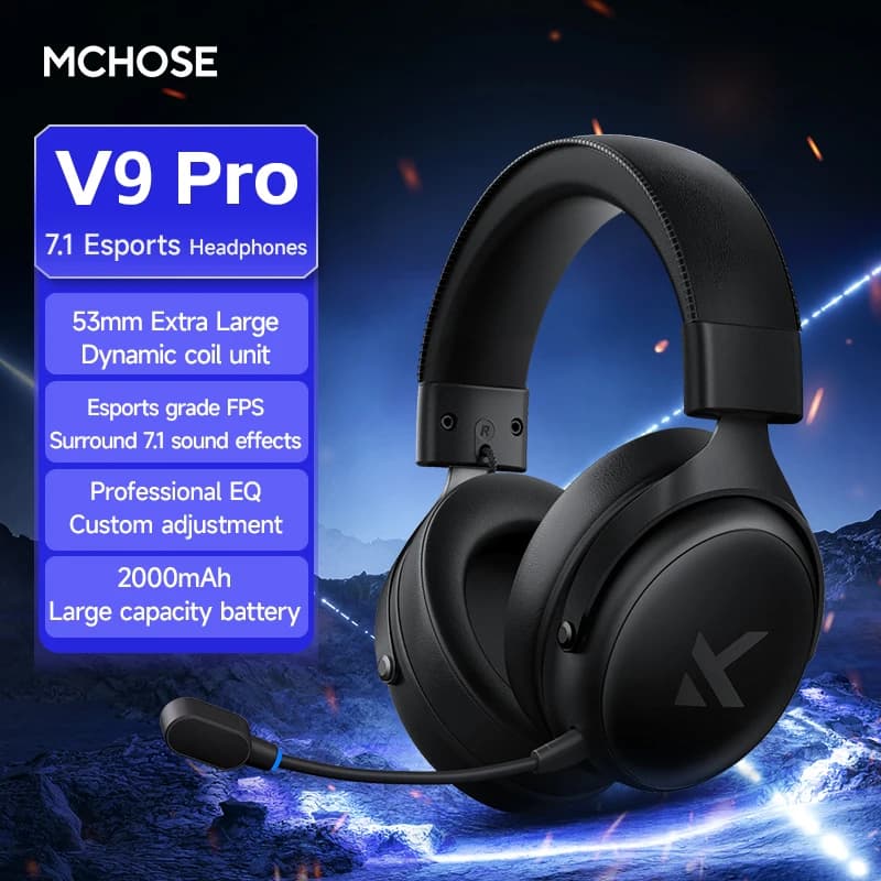 MCHOSE V9 Pro Headset with Microphone Three Mode Bluetooth Wireless Computer PC Gamer Headphones Accessories V9 Pro MCHOSE
