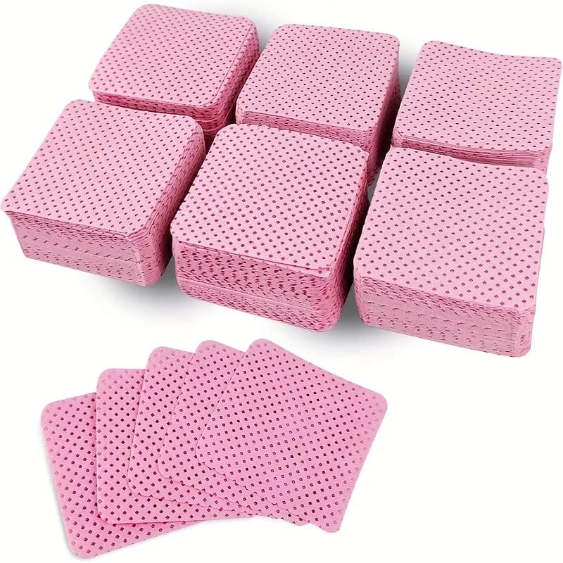50 Lint-Free Nail Wipes, Super Absorbent Nail Wipes for Removing Gel Polish, Eyelash Extensions, and Nail Preparation (White Pink)