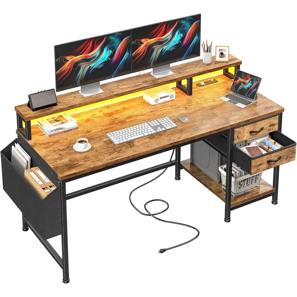 Compact 48 Gaming Desk with Wireless RGB Lighting for Teens, 10m Full-Color Strips, 20 LEDs, Elevate Your Gaming Experience