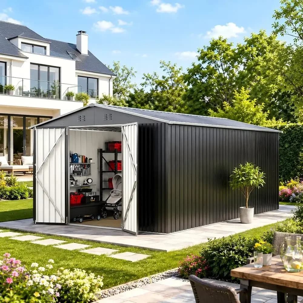 Durable Metal Outdoor Storage Shed - Lockable, Waterproof for Tools, Equipment, Ideal for Garden, Patio, Lawn
