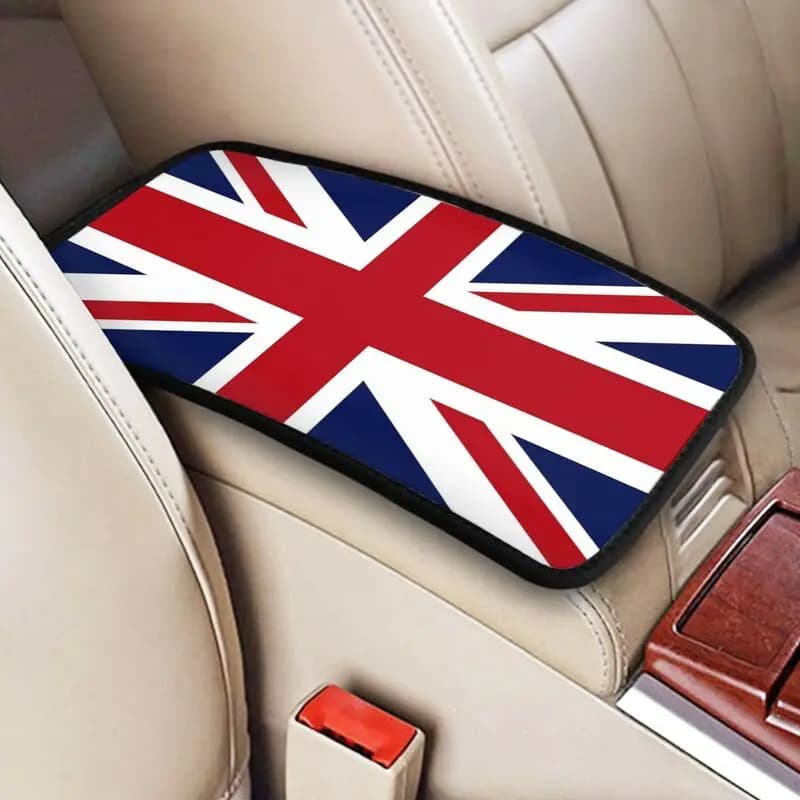 Custom Union Jack Car Armrest Cover Flag of The UK Auto Center Console Armrest Pad Universal Car Seat Handrail Box 7.5x12.6 Inch