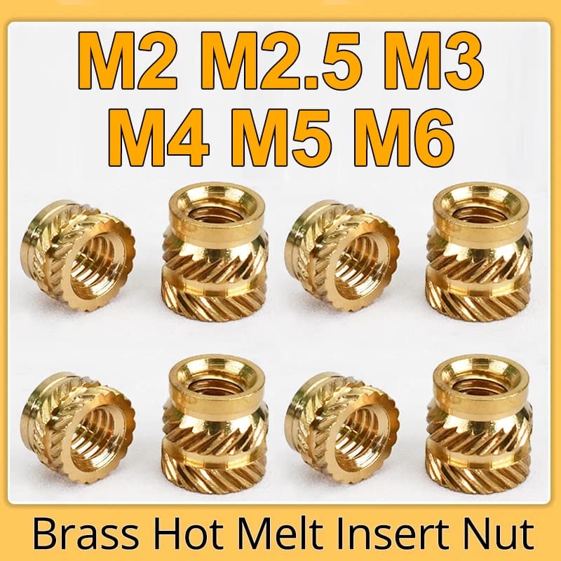 M2 M2.5 M3 M4 M5 M6 M8 Brass Hot Melt Insert Knurled Nut Thread Heat Molding Double Twill Injection Embedment Nut For 3D Printer