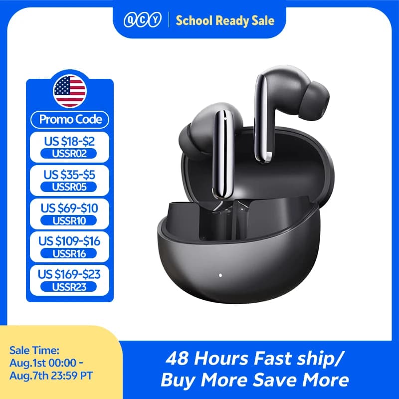 QCY MeloBuds Pro ANC Bluetooth 5.3 Earphones Wireless 46dB Hybrid ANC Hi-Res LDAC Earbuds 6 Mic Headphones 34H In-Ear Detection