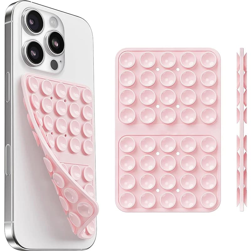 Silicone Double-Sided Suction Cup Phone Case Mount, Phone Grip with Suction Power, Hands-Free Phone Holder for Selfies and Video