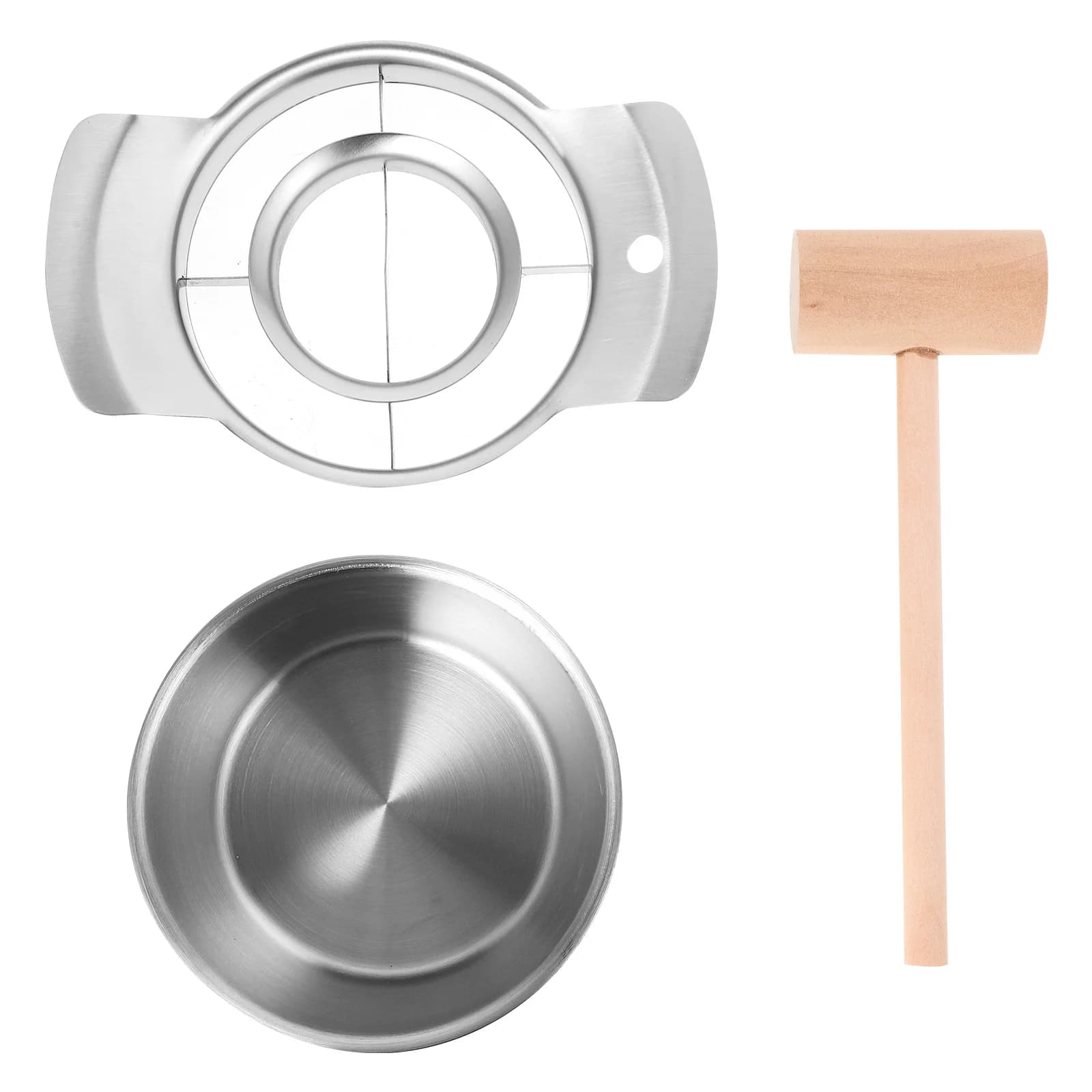 1 set 1 Set Stainless Steel Pomegranate Deseeder Wood Hammer Fruit Peeling Tool Kitchen Gadget Pomegranate Opener Bowl Set