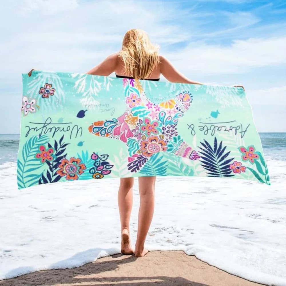 Starfish Printing Bath Towel 27x55inch Beach Towel Quick-drying Towel Microfiber Fitness Yoga Mat Outdoor Travel Picnic Blanket