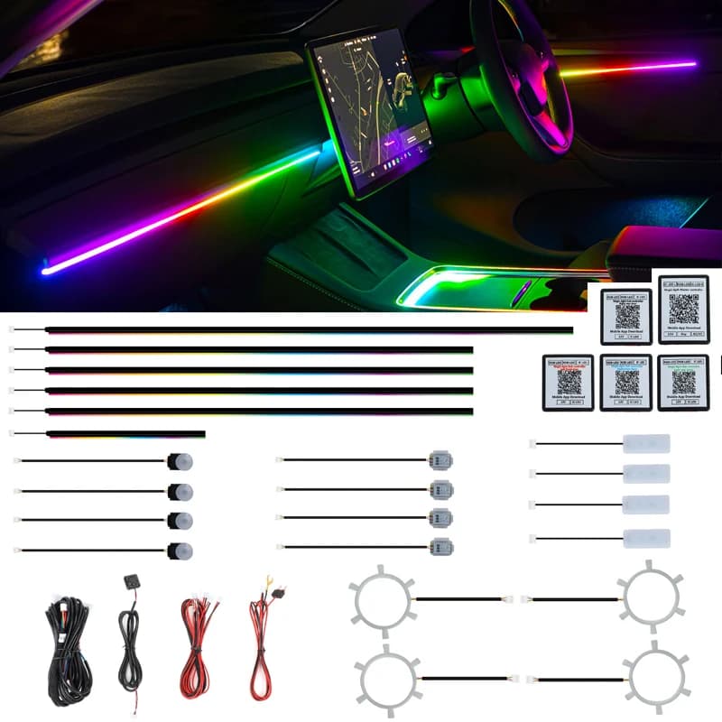 Factory Custom Ambient Lighting Easy Install Symphony Universal Car Interior RGBIC LED Ambient Strip Light Kit for Car