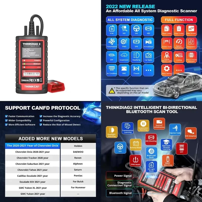 Thinkdiag 2 Diagnostic Tool OBD2 Automotive Scanner Bidirectional Machine for All Cars CANFD Full System 1 Years Free Update