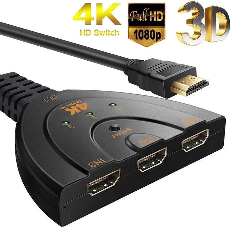 4K 2K 3 input 1 Output HDMI-compatible Switch KVM Splitter 3D Mini 3 Port VIdeo Switcher Hub 1080P For HDTV Xbox PS3 PS4 DVD