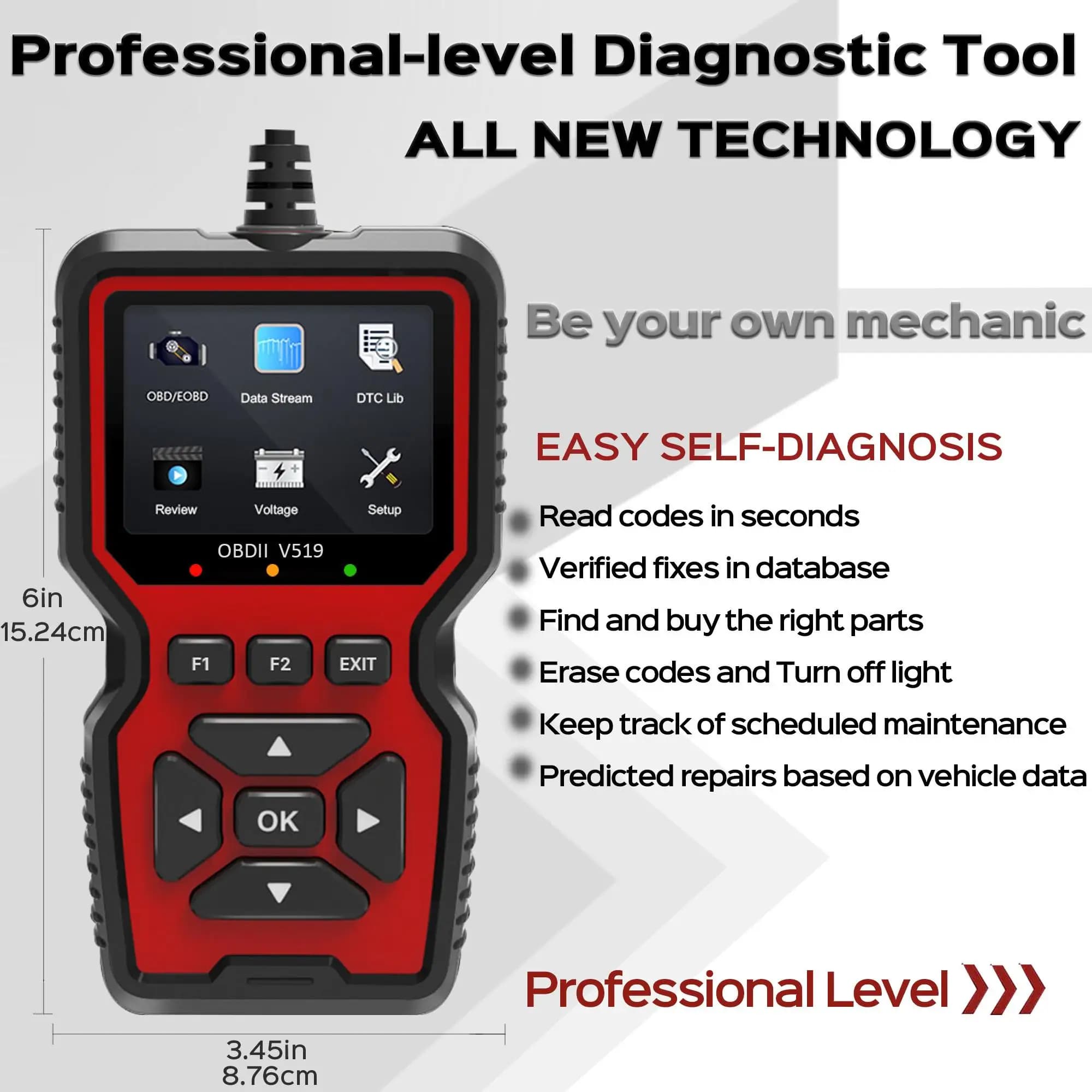 Professional V519 OBD2 Scanner Diagnostic Tool Real Time Code Reader Check Engine Light Scan Tool for All OBDII Cars Since 2003