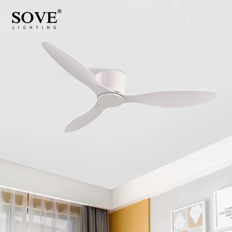 SOVE Modern White Low Floor DC Motor 30W Ceiling Fans With Remote Control Simple Ceiling Fan Without Light Home Fan 220V