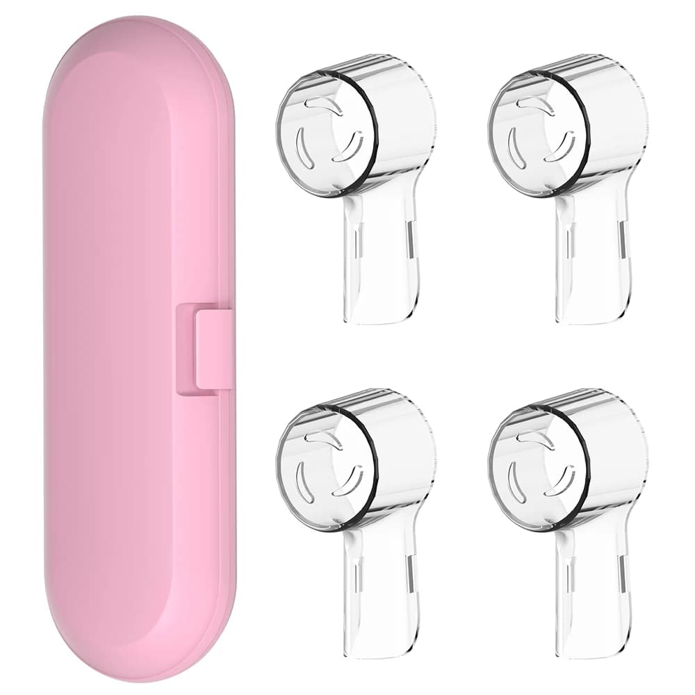 Reusable Toothbrush Travel Box & Brush Heads Dustproof Covers Protective Cap, Compatible with Oral B & iO Electric Toothbrushes