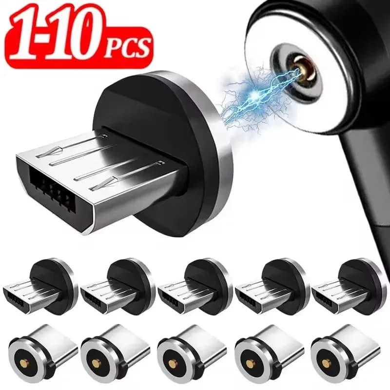 1/5/10PCS USB-A Type C Magnetic Plug Tips Fast Charging Cable Adapter for Samsung Magnet Charger 360° Degree Rotation Connector