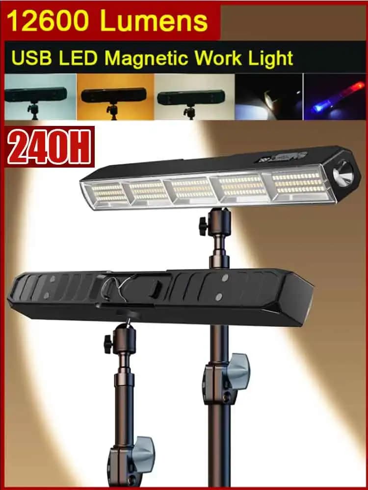 High Power Magnetic LED Light Bar 2026 New Portable USB Rechargeable Work Light 3 Modes IP66 Waterproof Emergency Power Bank