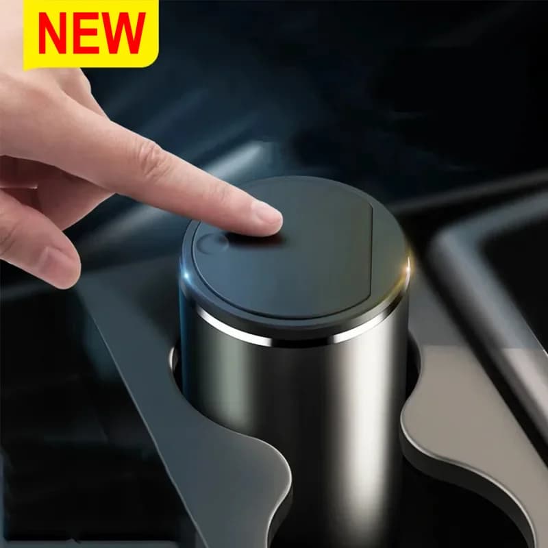 2026 NEW Car Trash Bin Alloy Garbage Can For Car Dustbin Waste Rubbish Basket Bin Organizer Storage Holder Bag Auto Accessories