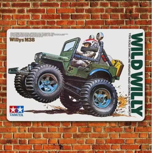 Metal Poster Vintage Rc Car Wall Deco Tin Sign Plaque Tamiya Wild Willy Boxart  -aluminum