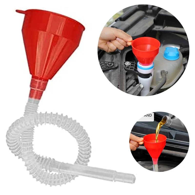 Car Refueling Funnel Detachable Telescopic Extension Long Hose Pipe Engine Gasoline Oil Filling Equipment Tools Auto Accessories