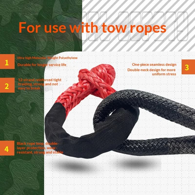 Car Tow Strap Soft Shackle Vehicle Emergency Towing Hook Wear Resistant Durable Recovery Rescue Tool