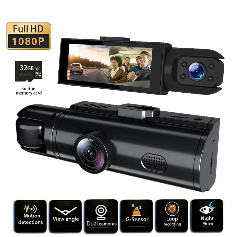 Mini Three styles：V7 V9 V10 1pcs Dual Dash Cam - 3 Channel, 1080P, Front & Inside & Rear, the Right Side +32GB, Night Vision, HD