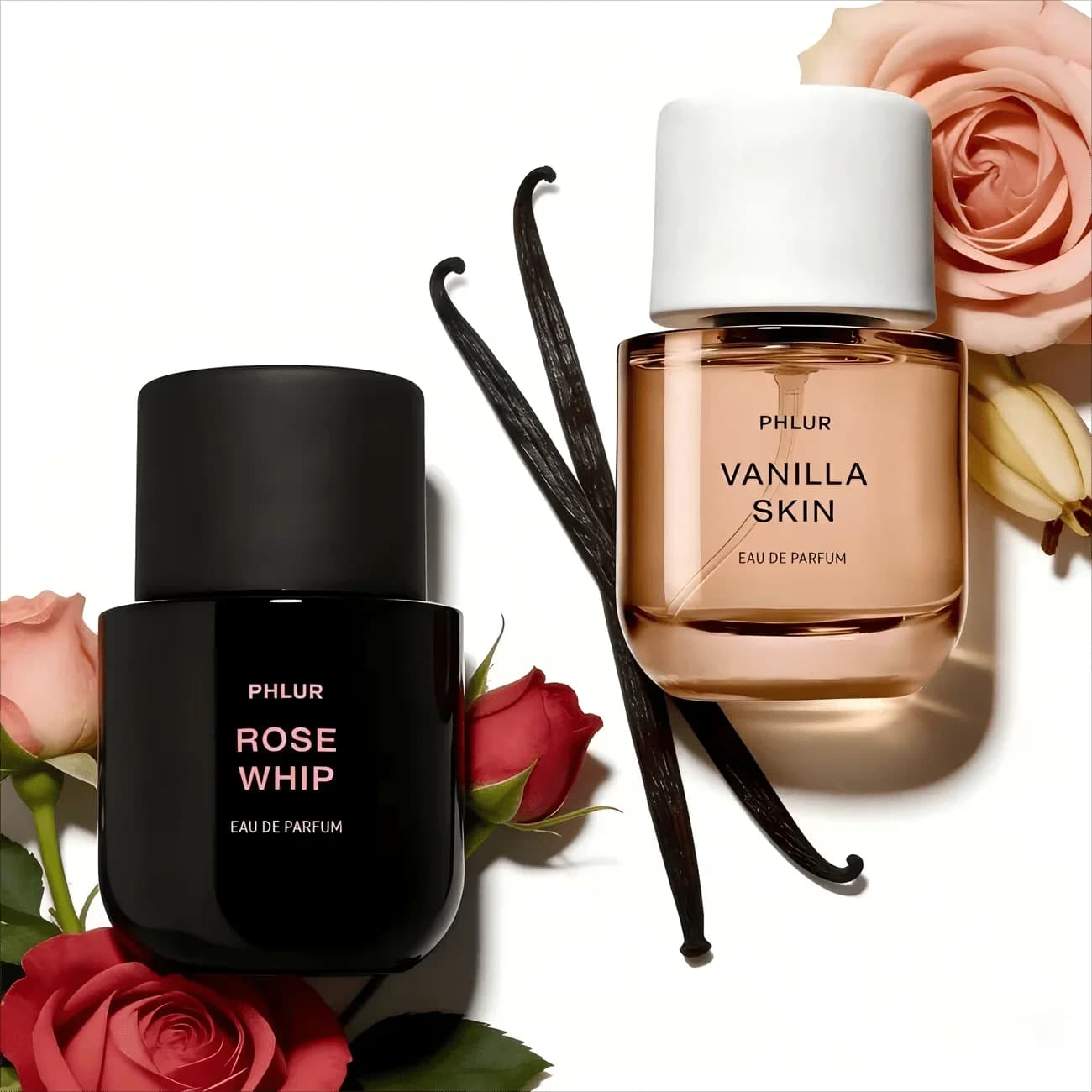 PHLUR Perfume Set for Women 2PCS 50ml / 1.7fl oz Eau de Parfum – Vanilla Skin & Rose Whip Long Lasting Fragrance Gift Set