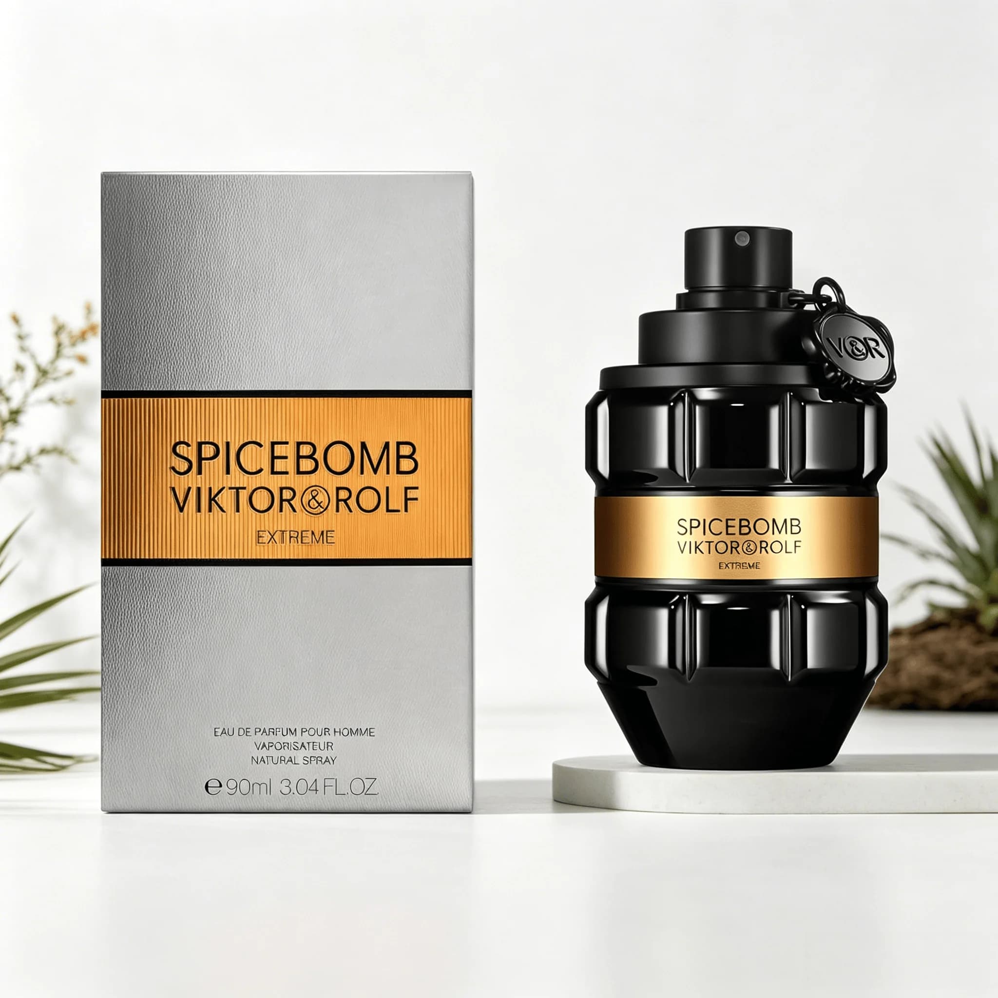 Viktor & Rolf Spicebomb Extreme Men EDP Perfume Rich Spicy Warm Tobacco Scent Matte Black Geometric Bottle Luxury Gold Band Gift Perfume for Him