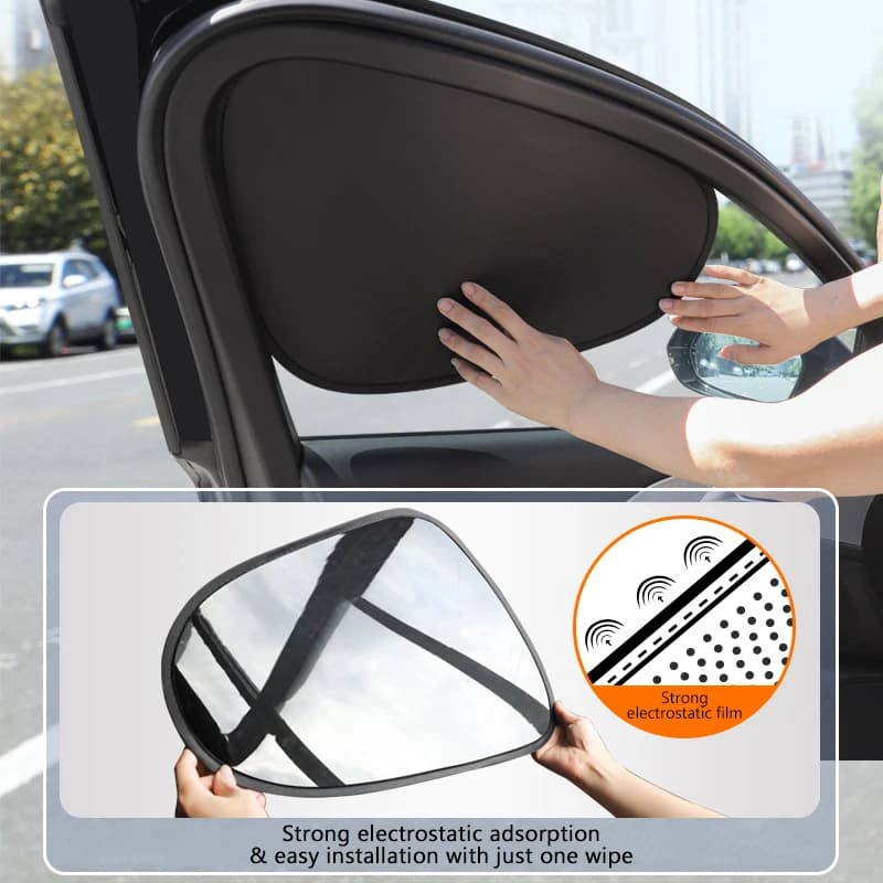 Electrostatic Sun Visor for Car Side Window 4-Layer Sun Shade Curtains Anti-Glare UV-Blocker Auto Sun Protection Cover