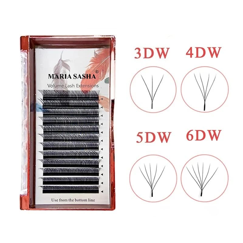 MARIA W Shape Eyelash Extensions  3D 4D 5D 6D 7D Premade Fans Speed Eyelash Extensions Natural Soft Light Full Dense