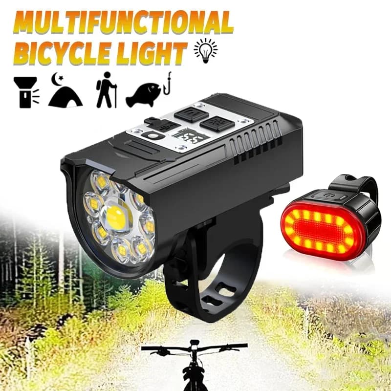 9LED Cycling Torch Type C Rechargeable Bike Flashlights Ultralight Handlebar Lights Outdoor Whaterproof Lantern for Bicycle
