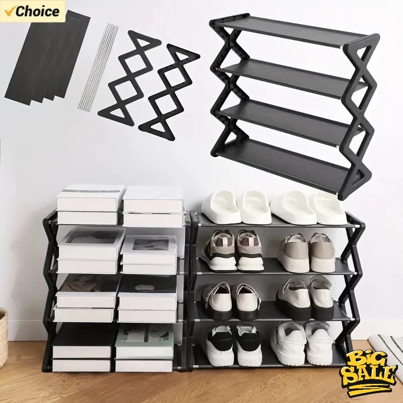 4Layer X-Type Multi Layered and Space Saving Shoe Rack,Solid Color Simple Home Assembly Shoe Rack,Suitable for Porch,Living Room