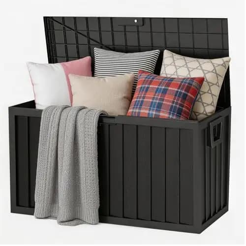 75 Gallon Outdoor Storage Box Waterproof,350LBS Lockable Patio Storage Box for Patio Cushions,Garden Tools and Tools