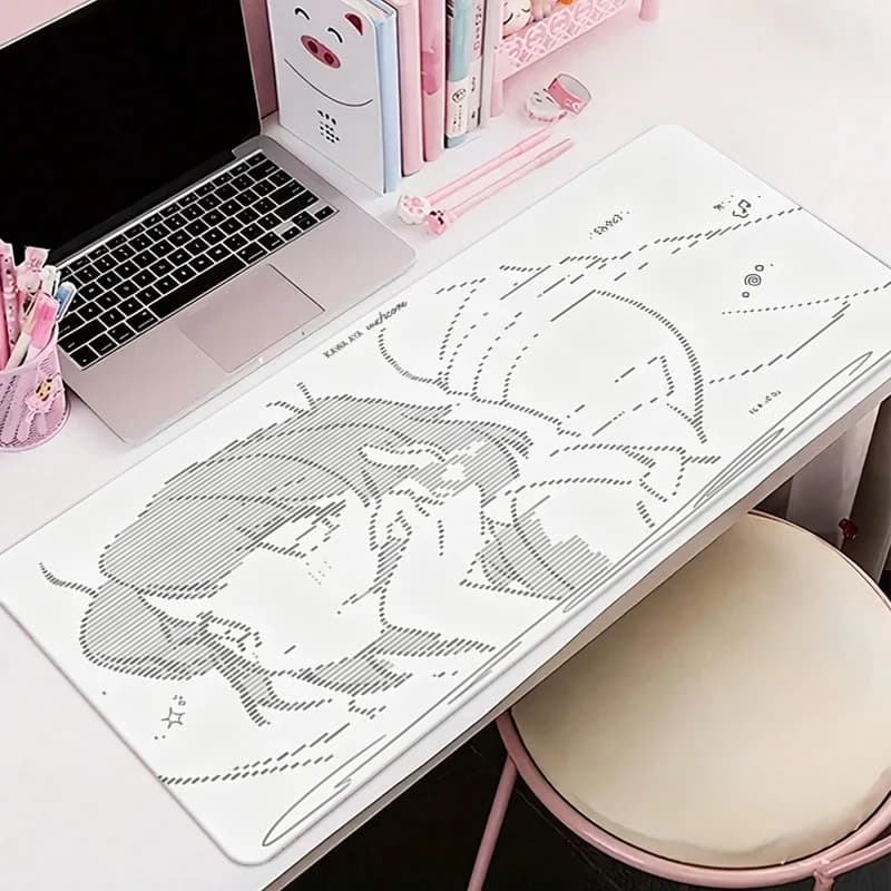 1Pcs Leather Mouse Pad Anime Angel Girl Y2k Kawaii Large Computer Keyboard HD Leather Desk Mat Cute Gaming Office XXL Mousepad