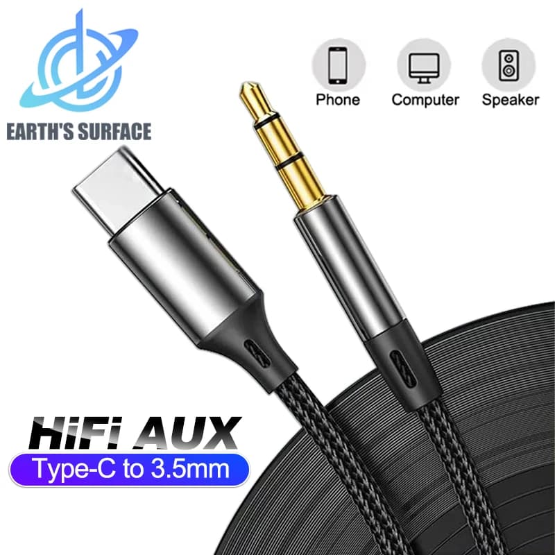 USB C to 3.5mm Audio Cable for iPhone 16 Pro Max Samsung S24 Ultra Xiaomi Car Headphone Speaker USB Type C to 3.5 Jack Aux Cord
